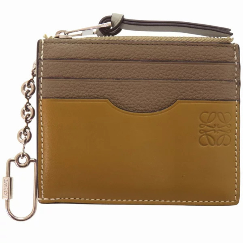 Loewe Anagram Square coin case Wallet key hook calfskin Khaki Green